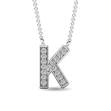 Load image into Gallery viewer, Diamond 1/20 Ct.Tw. Letter K Pendant in 10K White Gold