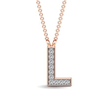 Load image into Gallery viewer, Diamond 1/20 Ct.Tw. Letter L Pendant in 10K Rose Gold