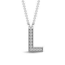 Cargar imagen en el visor de la galería, Diamond 1/20 Ct.Tw. Letter L Pendant in 10K White Gold