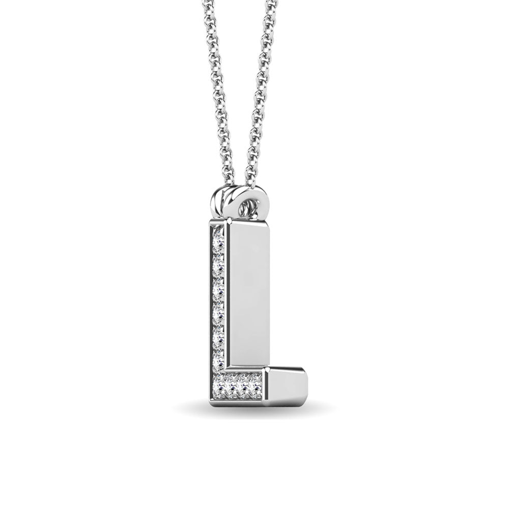 Diamond 1/20 Ct.Tw. Letter L Pendant in 10K White Gold