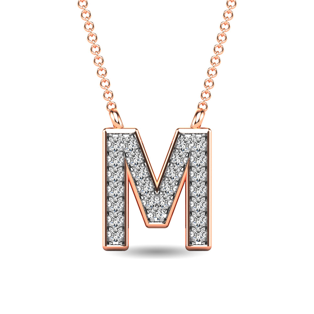 Diamond 1/20 Ct.Tw. Letter M Pendant in 10K Rose Gold