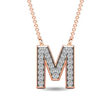 Load image into Gallery viewer, Diamond 1/20 Ct.Tw. Letter M Pendant in 10K Rose Gold