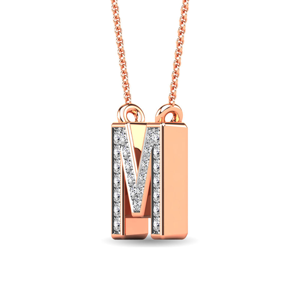 Diamond 1/20 Ct.Tw. Letter M Pendant in 10K Rose Gold