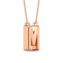 Load image into Gallery viewer, Diamond 1/20 Ct.Tw. Letter M Pendant in 10K Rose Gold