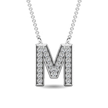 Load image into Gallery viewer, Diamond 1/20 Ct.Tw. Letter M Pendant in 10K White Gold