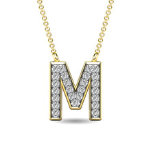 Load image into Gallery viewer, Diamond 1/20 Ct.Tw. Letter M Pendant in 10K Yellow Gold