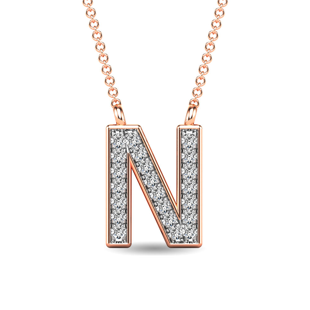 Diamond 1/20 Ct.Tw. Letter N Pendant in 10K Rose Gold