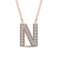 Load image into Gallery viewer, Diamond 1/20 Ct.Tw. Letter N Pendant in 10K Rose Gold