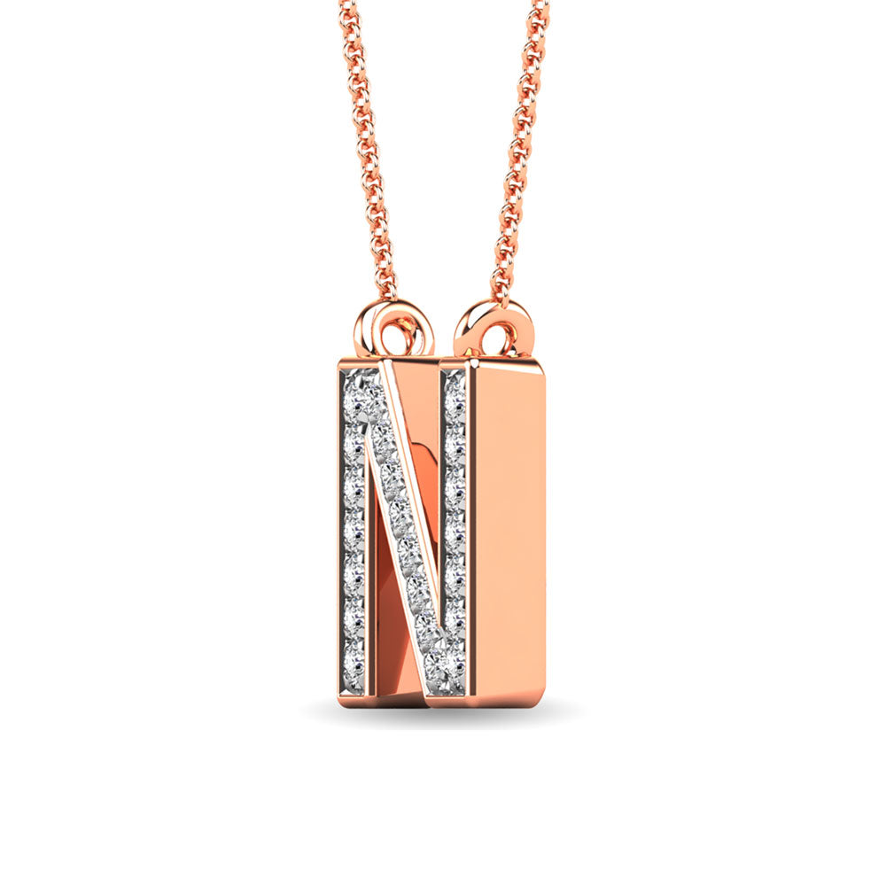 Diamond 1/20 Ct.Tw. Letter N Pendant in 10K Rose Gold