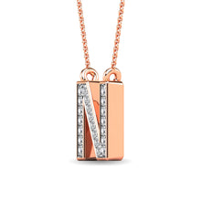 Load image into Gallery viewer, Diamond 1/20 Ct.Tw. Letter N Pendant in 10K Rose Gold