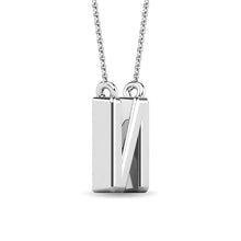 Load image into Gallery viewer, Diamond 1/20 Ct.Tw. Letter N Pendant in 10K White Gold