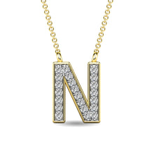 Load image into Gallery viewer, Diamond 1/20 Ct.Tw. Letter N Pendant in 10K Yellow Gold