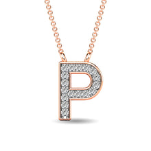 Load image into Gallery viewer, Diamond 1/20 Ct.Tw. Letter P Pendant in 10K Rose Gold