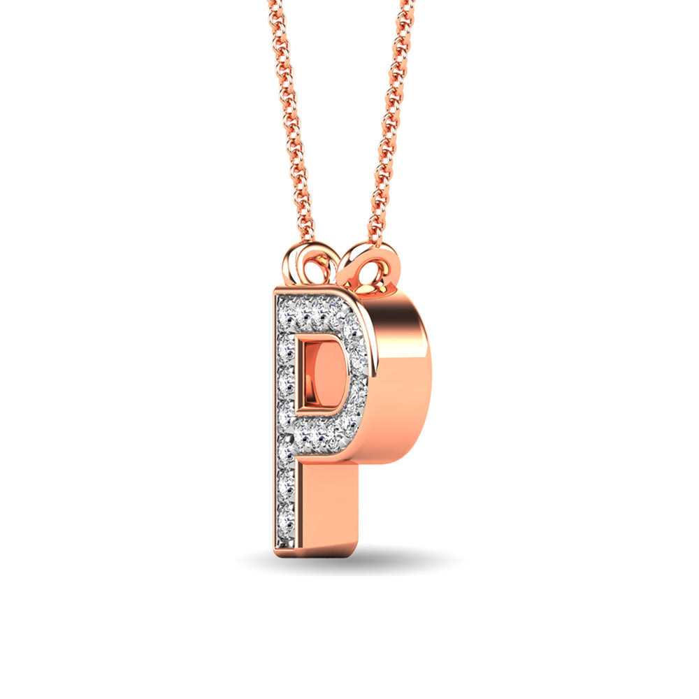 Diamond 1/20 Ct.Tw. Letter P Pendant in 10K Rose Gold