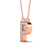 Load image into Gallery viewer, Diamond 1/20 Ct.Tw. Letter P Pendant in 10K Rose Gold