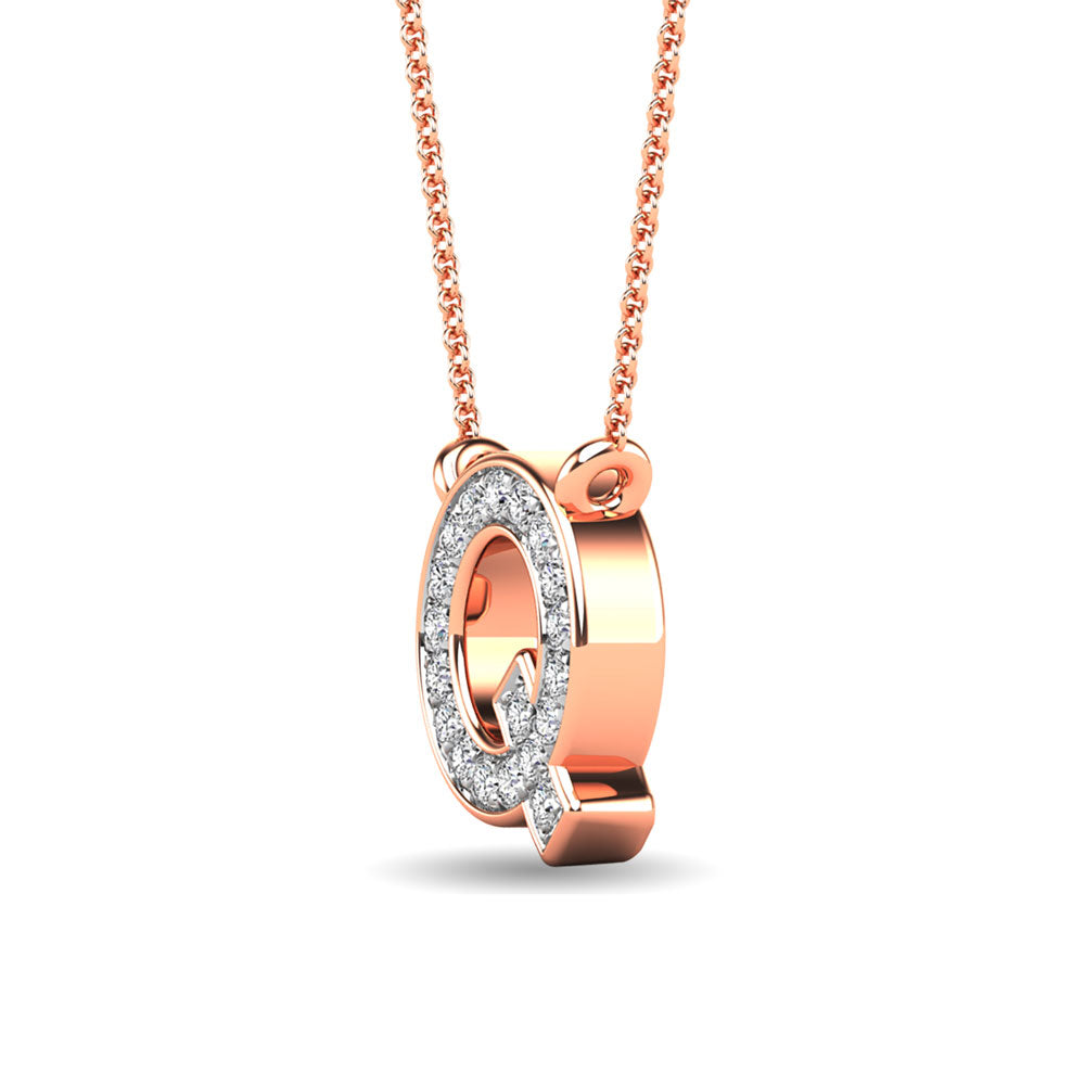 Diamond 1/20 Ct.Tw. Letter Q Pendant in 10K Rose Gold