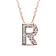 Load image into Gallery viewer, Diamond 1/20 Ct.Tw. Letter R Pendant in 10K Rose Gold