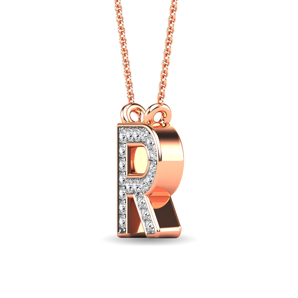 Diamond 1/20 Ct.Tw. Letter R Pendant in 10K Rose Gold