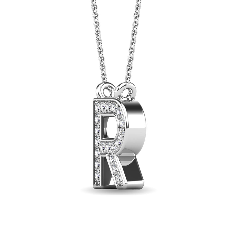 Diamond 1/20 Ct.Tw. Letter R Pendant in 10K White Gold