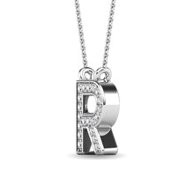 Load image into Gallery viewer, Diamond 1/20 Ct.Tw. Letter R Pendant in 10K White Gold