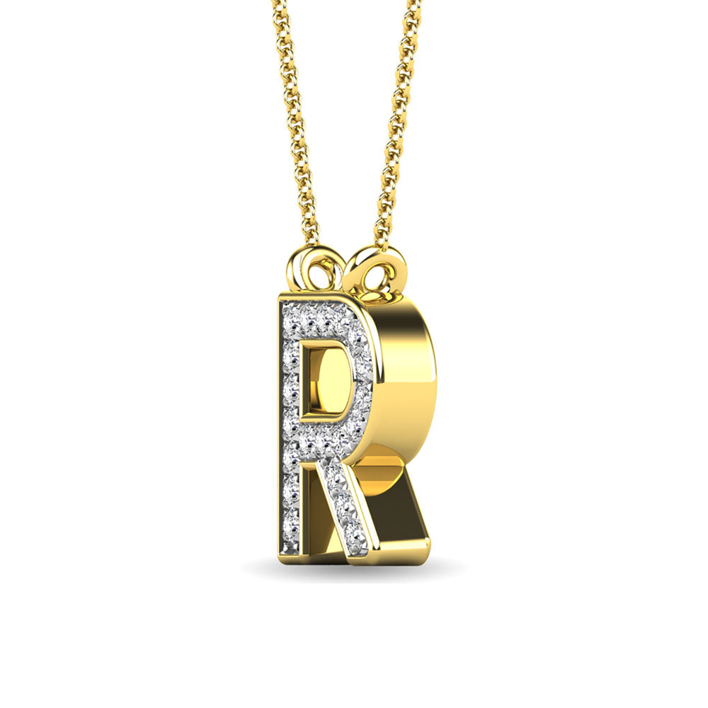 Diamond 1/20 Ct.Tw. Letter R Pendant in 10K Yellow Gold