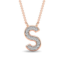 Load image into Gallery viewer, Diamond 1/20 Ct.Tw. Letter S Pendant in 10K Rose Gold