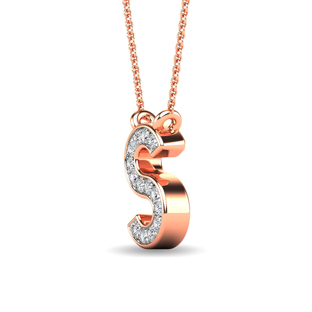 Diamond 1/20 Ct.Tw. Letter S Pendant in 10K Rose Gold