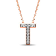 Load image into Gallery viewer, Diamond 1/20 Ct.Tw. Letter T Pendant in 10K Rose Gold