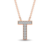 Diamond 1/20 Ct.Tw. Letter T Pendant in 10K Rose Gold