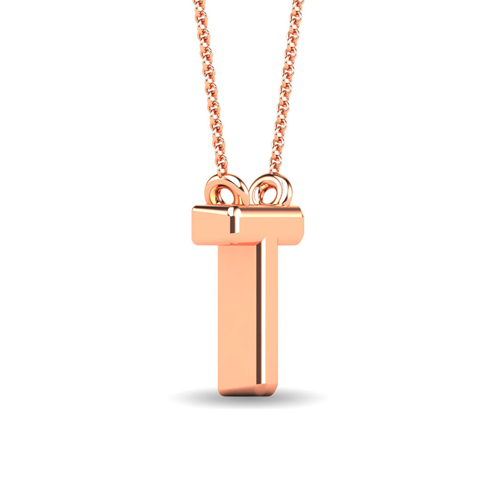 Diamond 1/20 Ct.Tw. Letter T Pendant in 10K Rose Gold