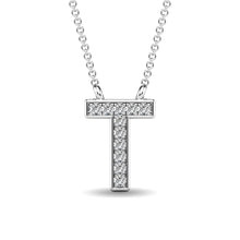 Load image into Gallery viewer, Diamond 1/20 Ct.Tw. Letter T Pendant in 10K White Gold