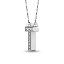 Load image into Gallery viewer, Diamond 1/20 Ct.Tw. Letter T Pendant in 10K White Gold