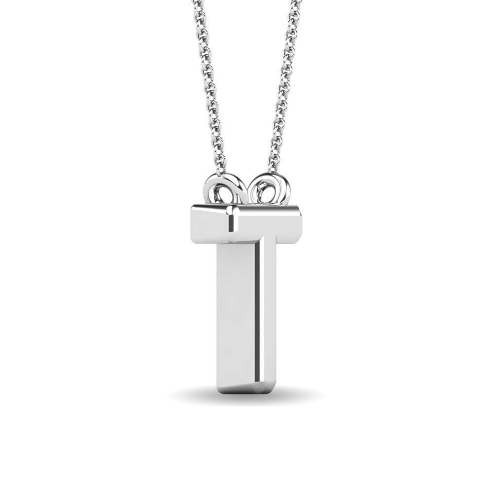 Diamond 1/20 Ct.Tw. Letter T Pendant in 10K White Gold