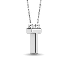 Load image into Gallery viewer, Diamond 1/20 Ct.Tw. Letter T Pendant in 10K White Gold