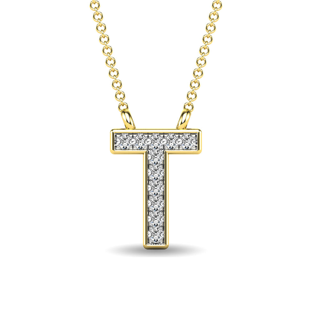 Diamond 1/20 Ct.Tw. Letter T Pendant in 10K Yellow Gold