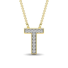 Load image into Gallery viewer, Diamond 1/20 Ct.Tw. Letter T Pendant in 10K Yellow Gold