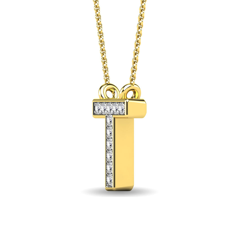 Diamond 1/20 Ct.Tw. Letter T Pendant in 10K Yellow Gold