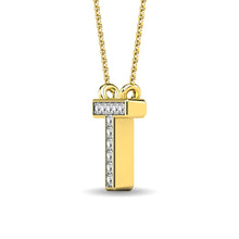 Load image into Gallery viewer, Diamond 1/20 Ct.Tw. Letter T Pendant in 10K Yellow Gold