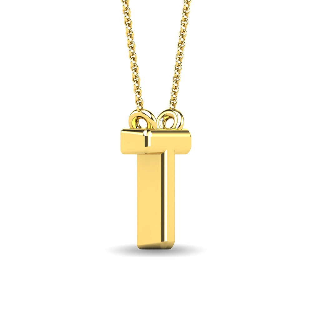 Diamond 1/20 Ct.Tw. Letter T Pendant in 10K Yellow Gold