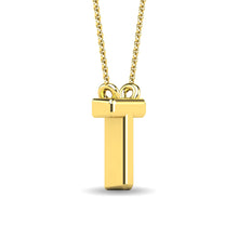 Load image into Gallery viewer, Diamond 1/20 Ct.Tw. Letter T Pendant in 10K Yellow Gold