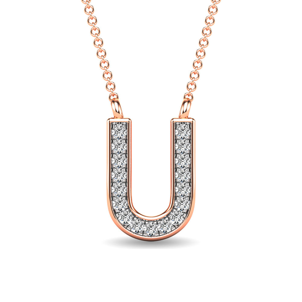 Diamond 1/20 Ct.Tw. Letter U Pendant in 10K Rose Gold