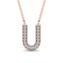 Load image into Gallery viewer, Diamond 1/20 Ct.Tw. Letter U Pendant in 10K Rose Gold