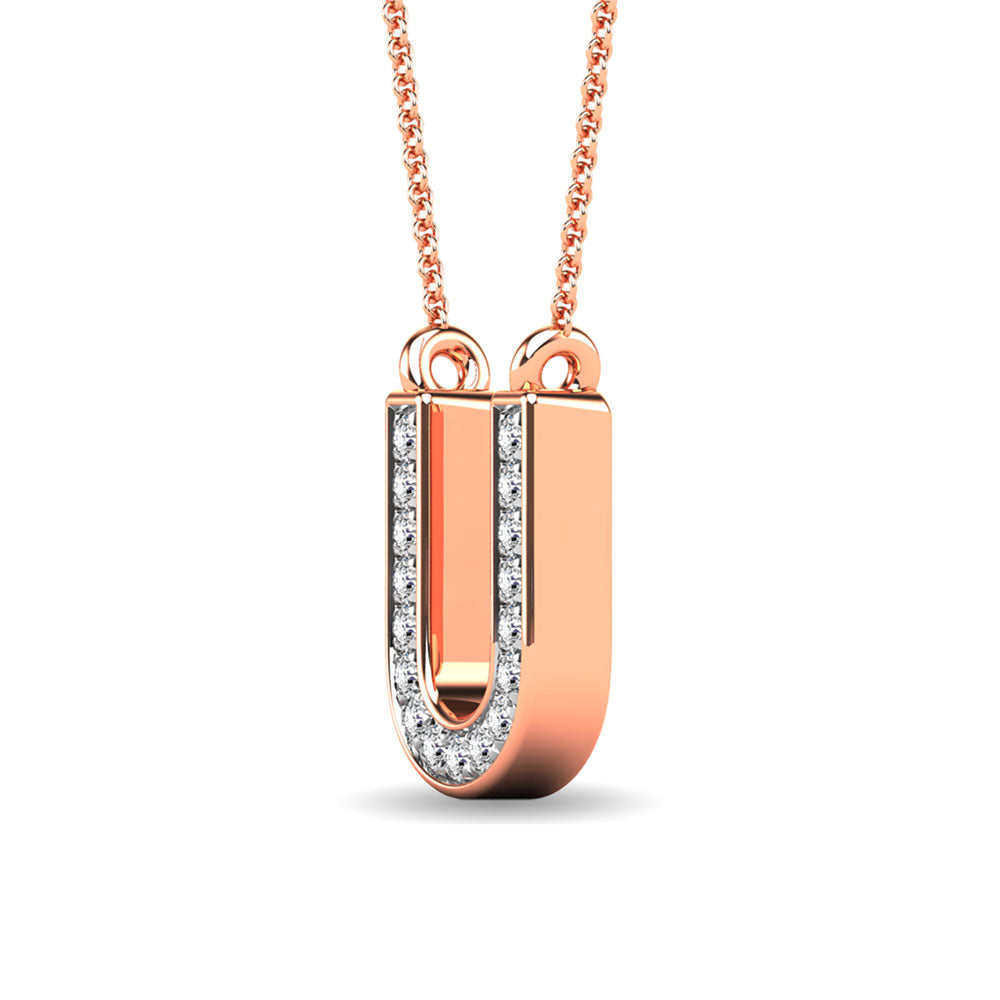 Diamond 1/20 Ct.Tw. Letter U Pendant in 10K Rose Gold