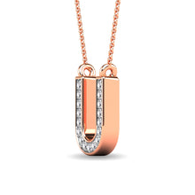 Load image into Gallery viewer, Diamond 1/20 Ct.Tw. Letter U Pendant in 10K Rose Gold