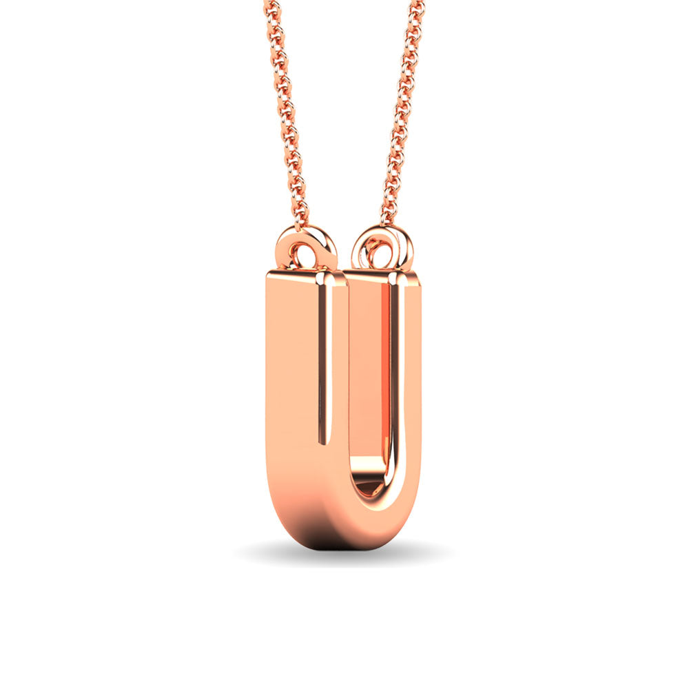 Diamond 1/20 Ct.Tw. Letter U Pendant in 10K Rose Gold