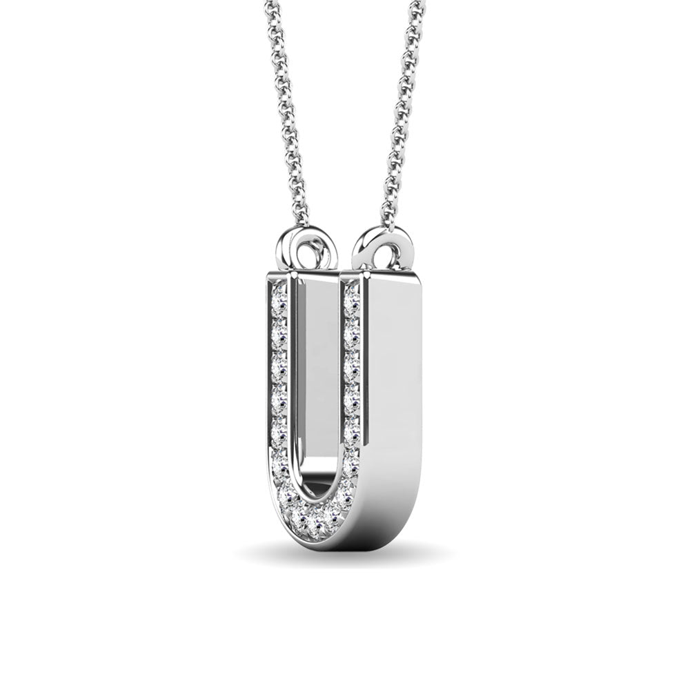 Diamond 1/20 Ct.Tw. Letter U Pendant in 10K White Gold