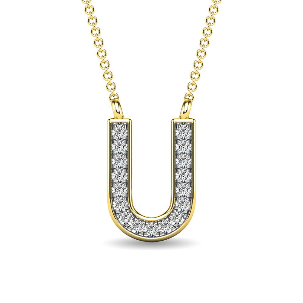 Diamond 1/20 Ct.Tw. Letter U Pendant in 10K Yellow Gold