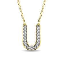 Load image into Gallery viewer, Diamond 1/20 Ct.Tw. Letter U Pendant in 10K Yellow Gold