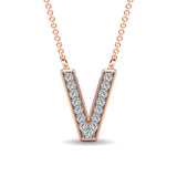 Diamond 1/20 Ct.Tw. Letter V Pendant in 10K Rose Gold