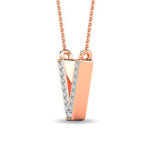 Load image into Gallery viewer, Diamond 1/20 Ct.Tw. Letter V Pendant in 10K Rose Gold